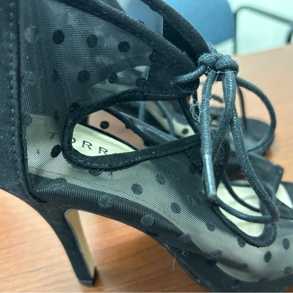 Torrid  Black Polka Dot Mesh Lace Up Heels size 6 EUC‎ - Picture 2 of 8